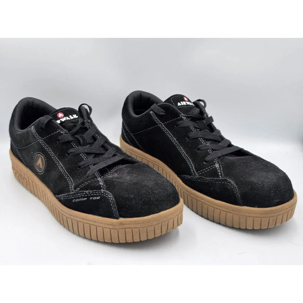 Airwalk Safety Mens Camino Composite Toe Work Shoe Black Gum Aw6102 Size 12 4E